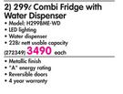 Hisense 299Ltr Combi Fridge With water Dispenser H299BME-WD-Each