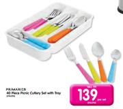 Primaries 40 Piece Picnic Cutlery Set With Tray-Per Set