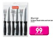 Prestige 12 Piece Steak Knife And Fork Set-Per Set