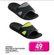 Havenna Mens Slip-On Sport Black & Charcoal Sandals Contrast Uppers-Per Pair