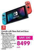 Nintendo Console With Neon Red & Neon Blue Joy Con-Each