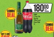 KWV 5 Year Old Brandy 750ml & Coca Cola 2L-Per Combo