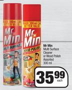 Mr Min Multi Surface Cleaner Or Wood Polish Assorted-300ml Each