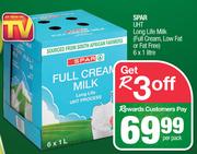 Spar UHT Long Life Milk Full Cream, Low Fat Or Fat Free-6 x 1L Per Pack