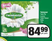 Twinsaver Twin Ply Luxury Toilet Tissue Rolls-18s Per Pack
