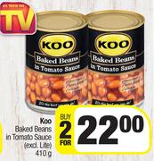 Koo Baked Beans In Tomato Sauce (Excl.Lite)-For 2 x 410g