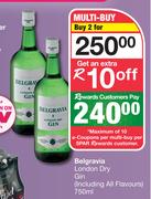 Belgravia London Dry Gin (Including All Flavours)-For 2 x 750ml