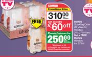 Bernini Sparkling Cider (All Variants) Handies-24 x 275ml Per Combo