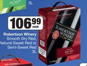 Robertson Winery Smooth Dry Red, Natural Sweet Red Or Semi Sweet Red-3L Each