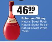 Robertson Winery Natural Sweet Rose, Natural Sweet Red Or Natural Sweet White-750ml Each