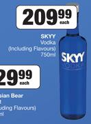 SKYY Vodka (Including Flavours)-750ml Each