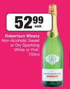 Robertson Winery Non Alcoholic Sweet Or Dry Sparkling White Or Pink-750ml Each
