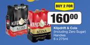 Klipdrift & Cola (Including Zero Sugar) Handies-For 2 x 6 x 275ml