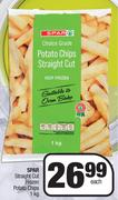 Spar Straight Cut Frozen Potato Chips-1kg Each