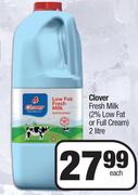 Clover Fresh Milk (2% Low Fat Or Full Cream)-2Ltr Each