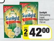Sunlight Dishwashing Liquid Refill Pouch-For 2 x 750ml