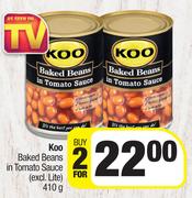 Koo Baked Beans In Tomato Sauce (Excl. Lite)-For Any 2 x 410g