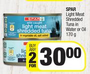 Spar Light Meat Shredded Tuna In water Or Oil-For Any 2 x 170g