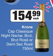 Krone Cap Classique Night Nectar, Brut, Brut Rose Or Demi Sec Rose-750ml Each