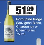 Porcupine Ridge Saivignon Blanc, Chardonnay Or Chenin Blanc-750ml Each