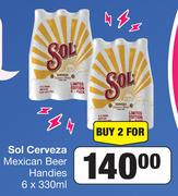 Sol Cerveza Maxican Beer Handies-For 2 x 6 x 330ml