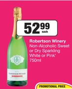 Robertson Winery Non Alcohlic Sweet Or Dry Sparkling White Or Pink-750ml Each