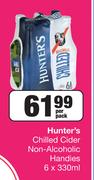 Hunter's Chilled Cider Non Alcohlic Handies-6 x 330ml Per Pack