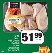 Spar Select Fresh Chicken Braai pack 8 Piece (Excess Fat & Skin Removed)-Per Kg