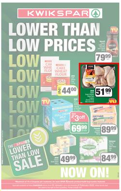 KWIKSPAR EASTERN CAPE : Lower Than Low Prices (25 January - 6 February 2022) Valid in Abbotsford, Beacon Isle, Beetlestone, Burt Drive, Butterworth, East End, Miramar, Rink Street, Spyros, page 1