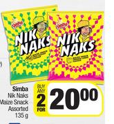 Simba Nik Naks Maize Snack Assorted-For 2 x 135g