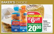 Sasko Standard Or Premium White Sliced Bread-700g Combo