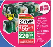 Hunter's Real Cider Dry Cans 24 x 330ml And Get A Free Hunter's Dry Cans 6 x 330ml-Per Combo