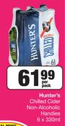Hunter's Chilled Cider Non Alcohlic Handies-6 x 330ml Per Pack