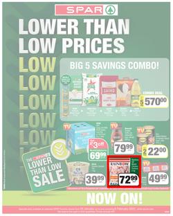 SPAR COUNTRY EASTERN CAPE : Lower Than Low Prices (25 January - 6 February 2022) | Valid In Amahlathi, Bedford, Buffalo Flats, Cala, Centane, Hankey, Komga, Nemato, Patensie, Peddie, Zastron, page 1
