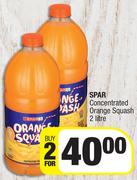 Spar Concentrated Orange Squash-For 2 x 2 Litre