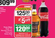 Three Ships Mash Tun Blended Whisky 750ml & Coca Cola 1L-Per Combo