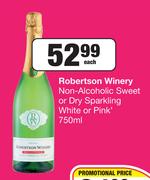 Robertson Winery Non Alcoholic Sweet Or Dry Sparkling White Or Pink-750ml Each