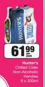 Hunter's Chilled Cider Non Alcoholic Handies-6 x 330ml Per Pack