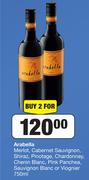 Arabella Merlot,Cabernet Sauvignon,Shiraz,Pinotage,Chardonnay,Chenin Blanc-For 2 x 750ml