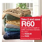 Super Comfy Longpile Or Waffle Coral Fleece Blankets 180 x 200cm-Each For 1