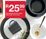 Stoneware Dinner Plate, Side Plate & Mug-Each