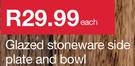 Glazed Stoneware Side Plate & Bowl-Each