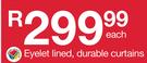 Eyelet Lined Durable Curtains-Each