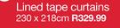 Line Tape Curtains 230 x 218cm