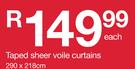 Taped Sheer Voile Curtains 290 x 218cm-Each