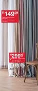 Taped Sheer Voile Curtains 290 x 218cm-Each
