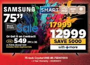 Samsung 75" Crystal UHD 4K TV 75DU7000