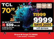 TCL 70" 4K Google TV 70P655-On 5GB Data Price Plan