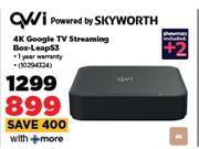 QWI Powered By Skyworth 4K Google TV Streaming Box Leap S3