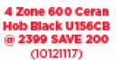Univa 4 Zone 600 Ceran Hob Black 